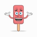 Red Ice Cream mascot character with a confused expression. vector illustration