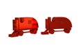 Red Ice resurfacer icon isolated on transparent background. Ice resurfacing machine on rink. Cleaner for ice rink and