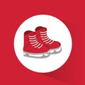 Red ice skate winter sport badge icon