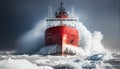 Red icebreaker in the middle of Arctic ocean Royalty Free Stock Photo