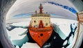 Red icebreaker in the middle of Arctic ocean Royalty Free Stock Photo