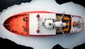 Red icebreaker in the middle of Arctic ocean Royalty Free Stock Photo