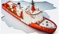 Red icebreaker in the middle of Arctic ocean Royalty Free Stock Photo