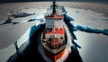 Red icebreaker in the middle of Arctic ocean Royalty Free Stock Photo