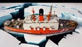 Red icebreaker in the middle of Arctic ocean Royalty Free Stock Photo