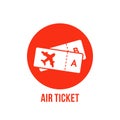 Red icon or button of airport tickets on plane Royalty Free Stock Photo