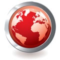 Red icon earth globe