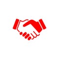 red icon handshake isolated on white background. Royalty Free Stock Photo