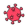 Red icon of medical Chinese virus microbe dangerous deadly strain covid-19 coronavirus epidemic pandemic disease. Vector Royalty Free Stock Photo