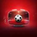 Red icon, Soccer Template design, tv Football banner, Sport layout illustration