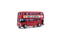 Red, iconic, old London double decker bus