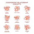 Red icons representing codependent relationship concepts