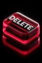 Red illuminated delete key rendered in 3D with dramatic lighting Royalty Free Stock Photo