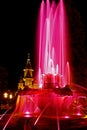 Red illuminated fountain on the Plaza Opera in Timisoara 4 Royalty Free Stock Photo