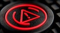 Red Illuminated Warning Triangle with Exclamation Mark on Textured Black Surface, Alert Symbol for Safety, Risk, and Royalty Free Stock Photo