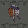 Red Indian head with peace-pipes Royalty Free Stock Photo