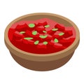 Red indian soup icon, isometric style