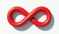 Red infinity symbol floats on white surface. The infinite sign is three-dimensional. Concept of forever love, time, endless Royalty Free Stock Photo