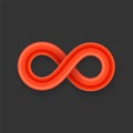 Red infinity symbol icon from glossy wire with Royalty Free Stock Photo