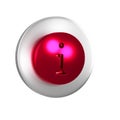 Red Information icon isolated on transparent background. Silver circle button. Royalty Free Stock Photo