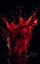 Red ink and black color creating abstract explosion. Smooth texture, fast motion and splash. Creative & colourful studio isolation Royalty Free Stock Photo