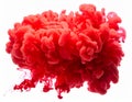 Red ink cloud explosion in water on white background Royalty Free Stock Photo