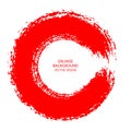 Red ink round brush stroke on white background. Vector illustrat