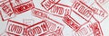 Red ink stamps covid19 and omicron delta lockdown closeup background Royalty Free Stock Photo