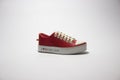 Red insulated sneakers with a white background Royalty Free Stock Photo