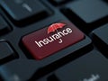 Red insurance key on computer keyboard Royalty Free Stock Photo