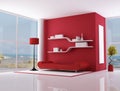 Red interior of a beach villa