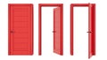 Red interior door set closed and open Royalty Free Stock Photo