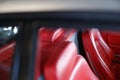 The red interior of a Ferrari 512 BB at Walt Grace in Miami. Royalty Free Stock Photo