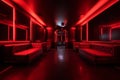 Red interior of luxury nightclub, restaurant, lounge bar, human enhanced. Generative AI Royalty Free Stock Photo