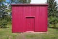 Red interlocked wooden cabin