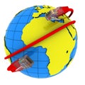 Red Internet cable wraps around the planet Earth Royalty Free Stock Photo