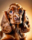 Red Irish Setter puppy dog portrait