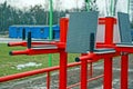Red iron bars in the sports field