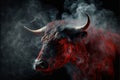 red irritating bull and smoke