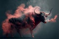 red irritating bull and smoke