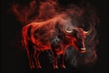 red irritating bull and smoke