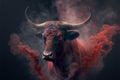 red irritating bull and smoke Royalty Free Stock Photo