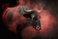 red irritating bull and smoke