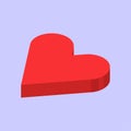 Red isometric heart icon, love symbol