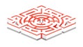 Red Isometric Rectangular Maze for Challenging Digital Puzzles, vector design Generative AI Royalty Free Stock Photo