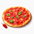 Realistic Pizza Pepperoni Illustration On White Background Royalty Free Stock Photo