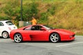 Red italian sports car front side view Royalty Free Stock Photo