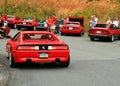 Red italian sports car rear view