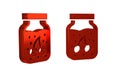 Red Jam jar icon isolated on transparent background. Royalty Free Stock Photo