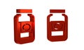 Red Jam jar icon isolated on transparent background. Royalty Free Stock Photo
